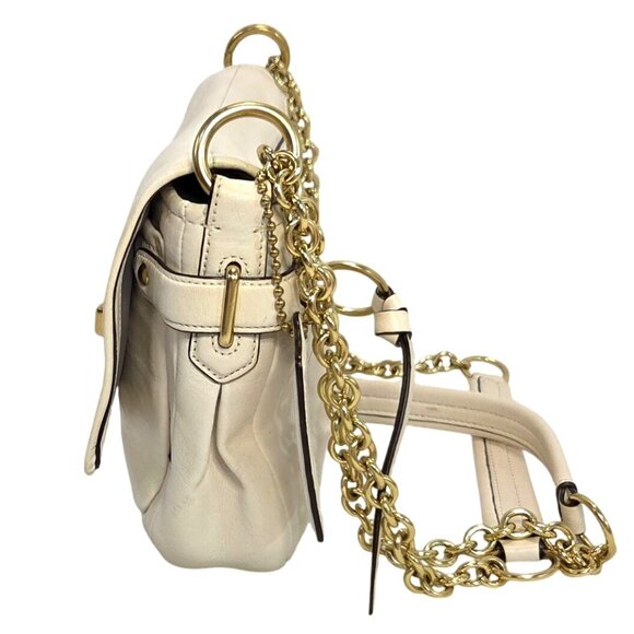 Coach Chelsea Parchment Leather Flap Turn Lock Shoulder or Crossbody Bag Chain - Picture 4 of 14